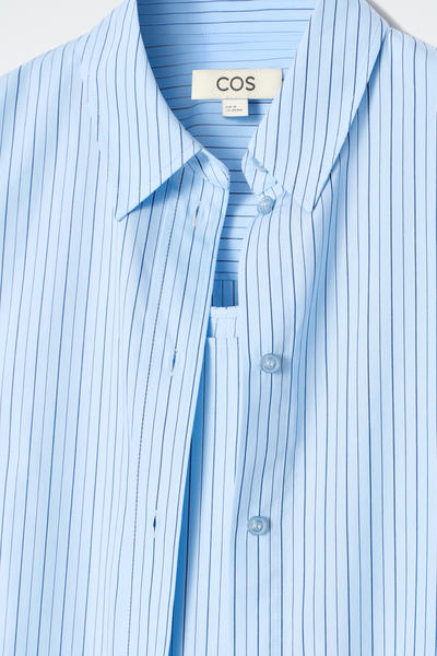 COS レイヤードストライプブランコシャツワンピース