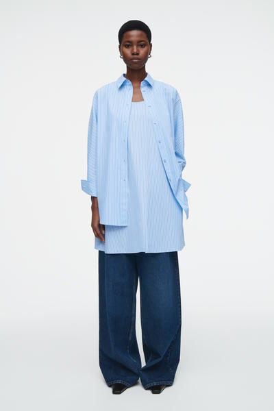 COS レイヤードストライプブランコシャツワンピース