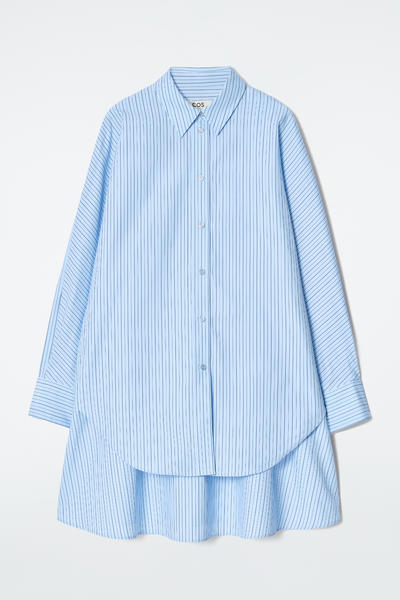 COS レイヤードストライプブランコシャツワンピース