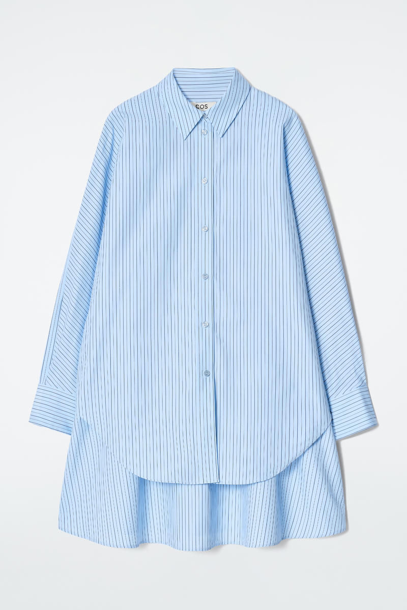 COS レイヤードストライプブランコシャツワンピース