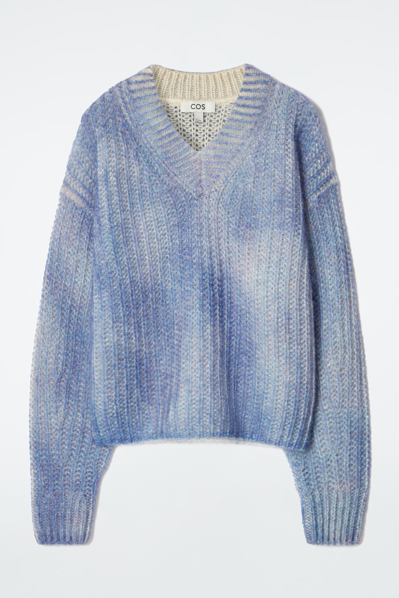 SPRAY-EFFECT MOHAIR V-NECK JUMPER スプレーエフェクトモヘアVネック
