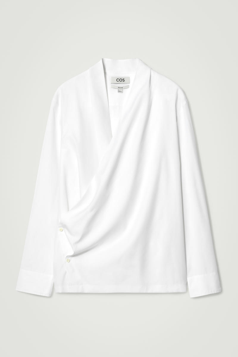 COS オーバーサイズ コットンシルクラップシャツ