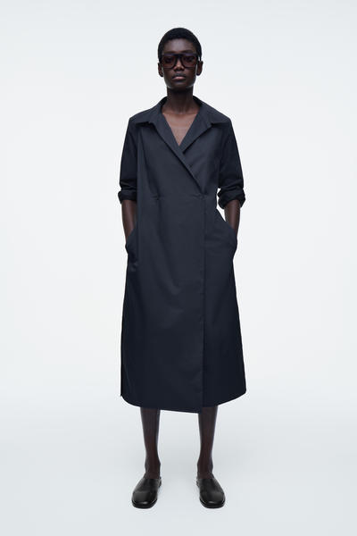 COS ダブルブレストミディシャツワンピース