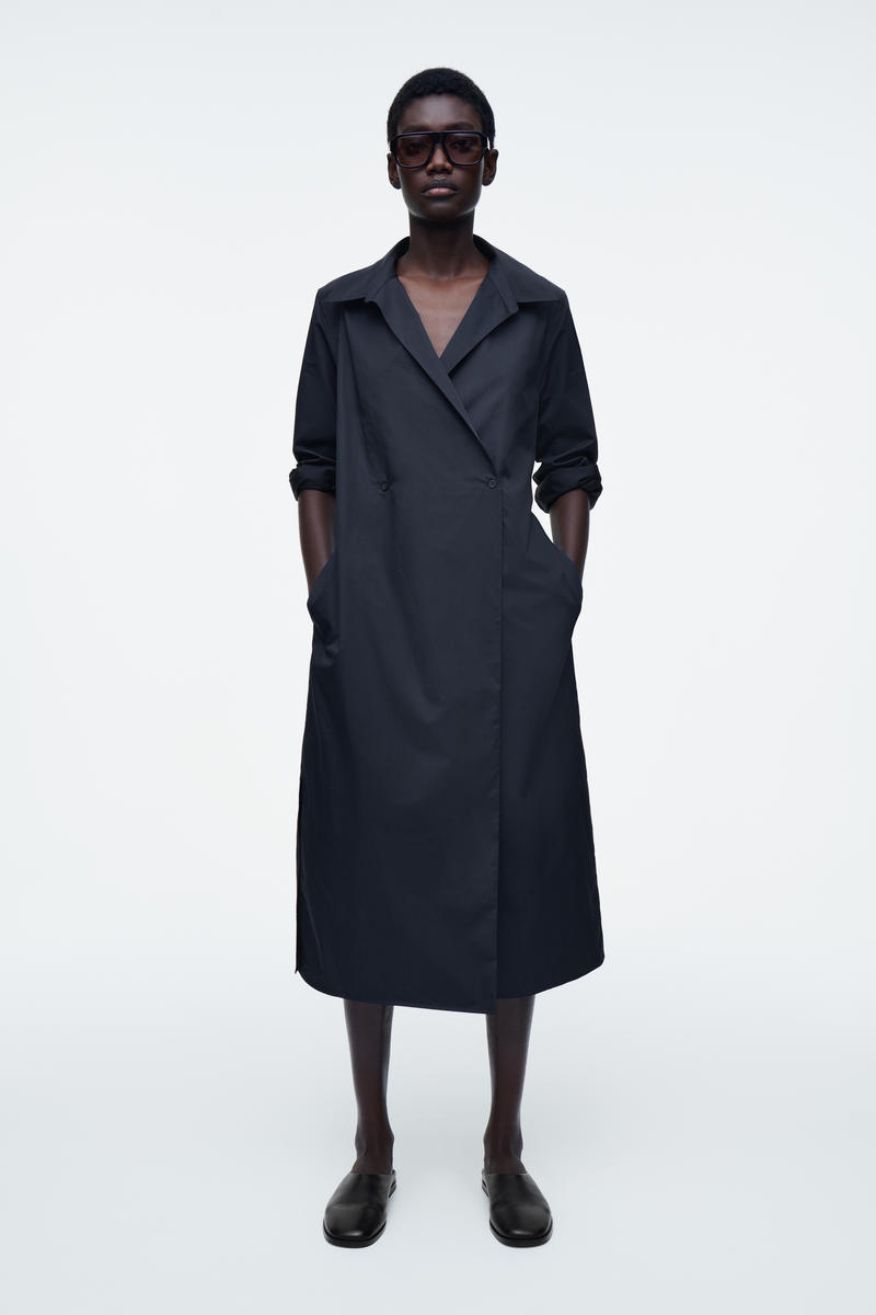 COS ダブルブレストミディシャツワンピース