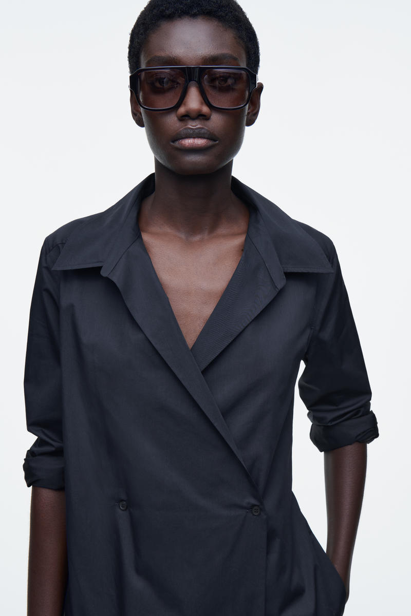 COS ダブルブレストミディシャツワンピース