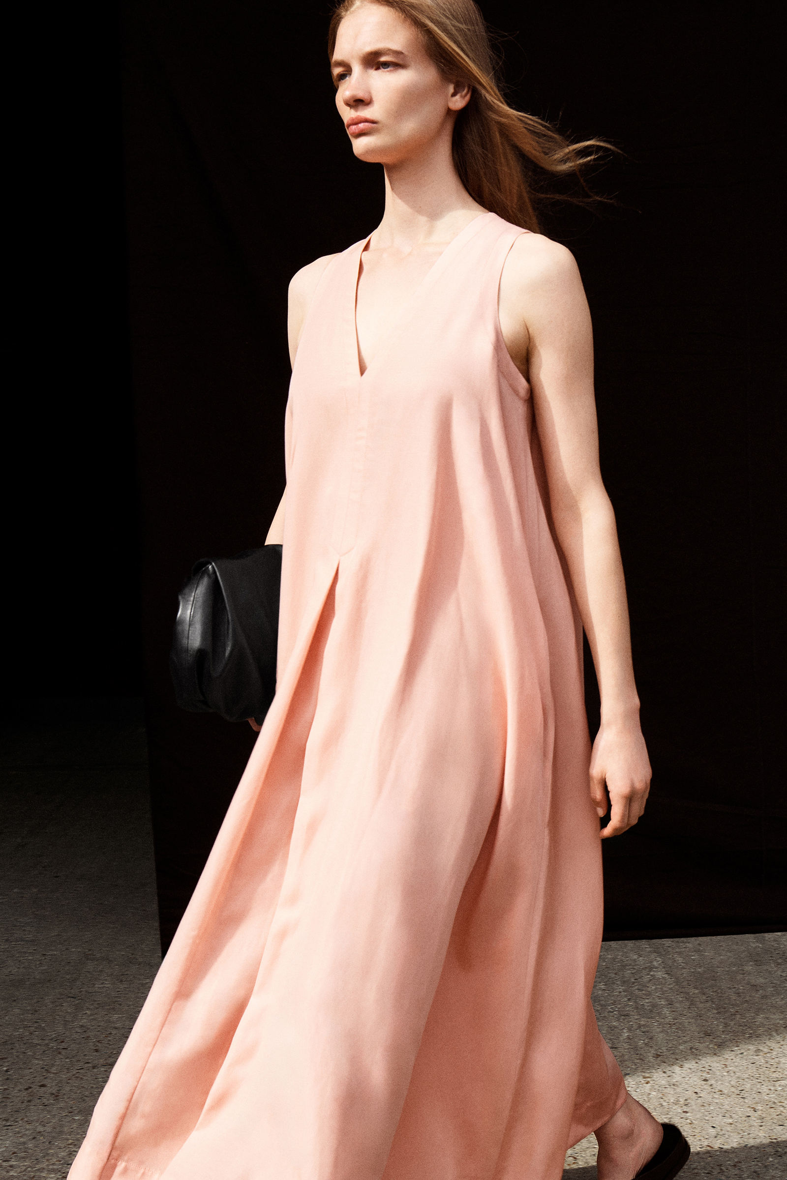 A-LINE LINEN-BLEND MAXI DRESS Aラインリネンブレンドマキシ 