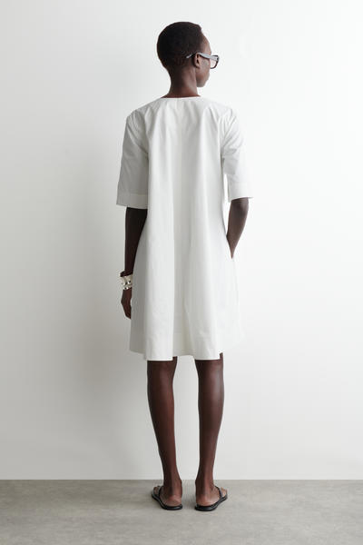 COS プリーツジップアップコットンミディワンピース