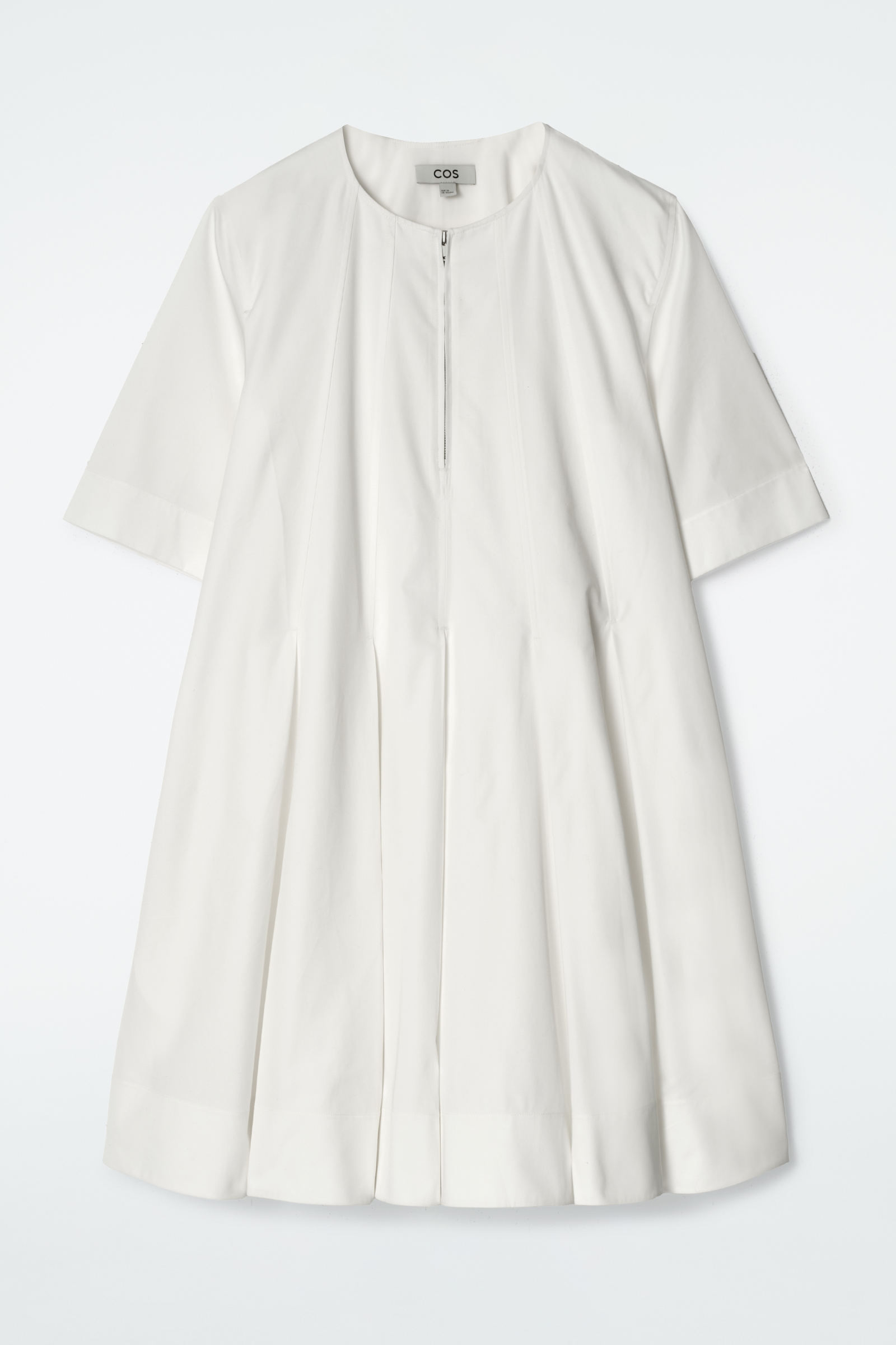 PLEATED ZIP-UP COTTON MIDI DRESS プリーツジップアップコットン 