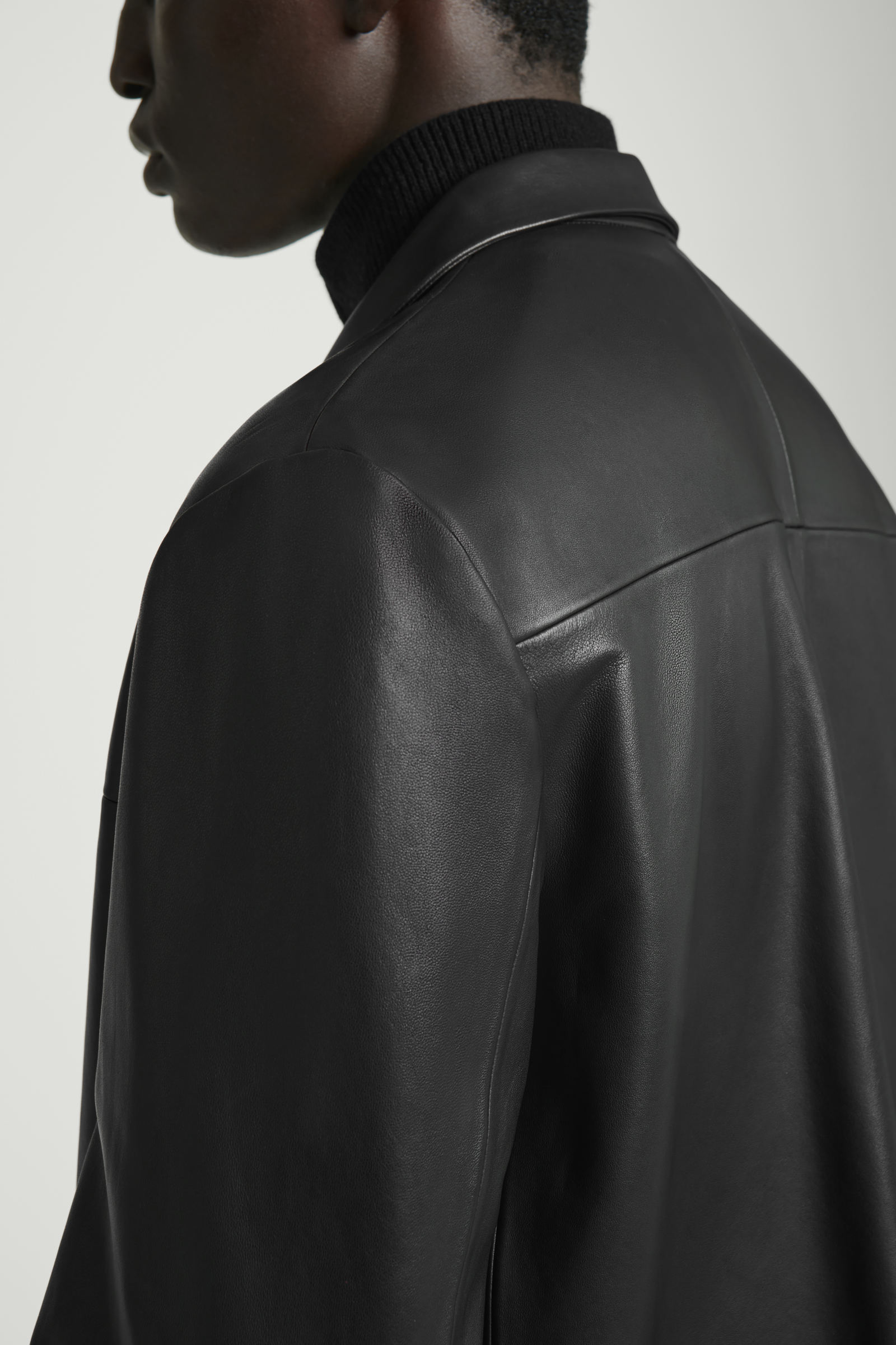 CAMP-COLLAR LEATHER JACKET キャンプカラーレザージャケット ブラック