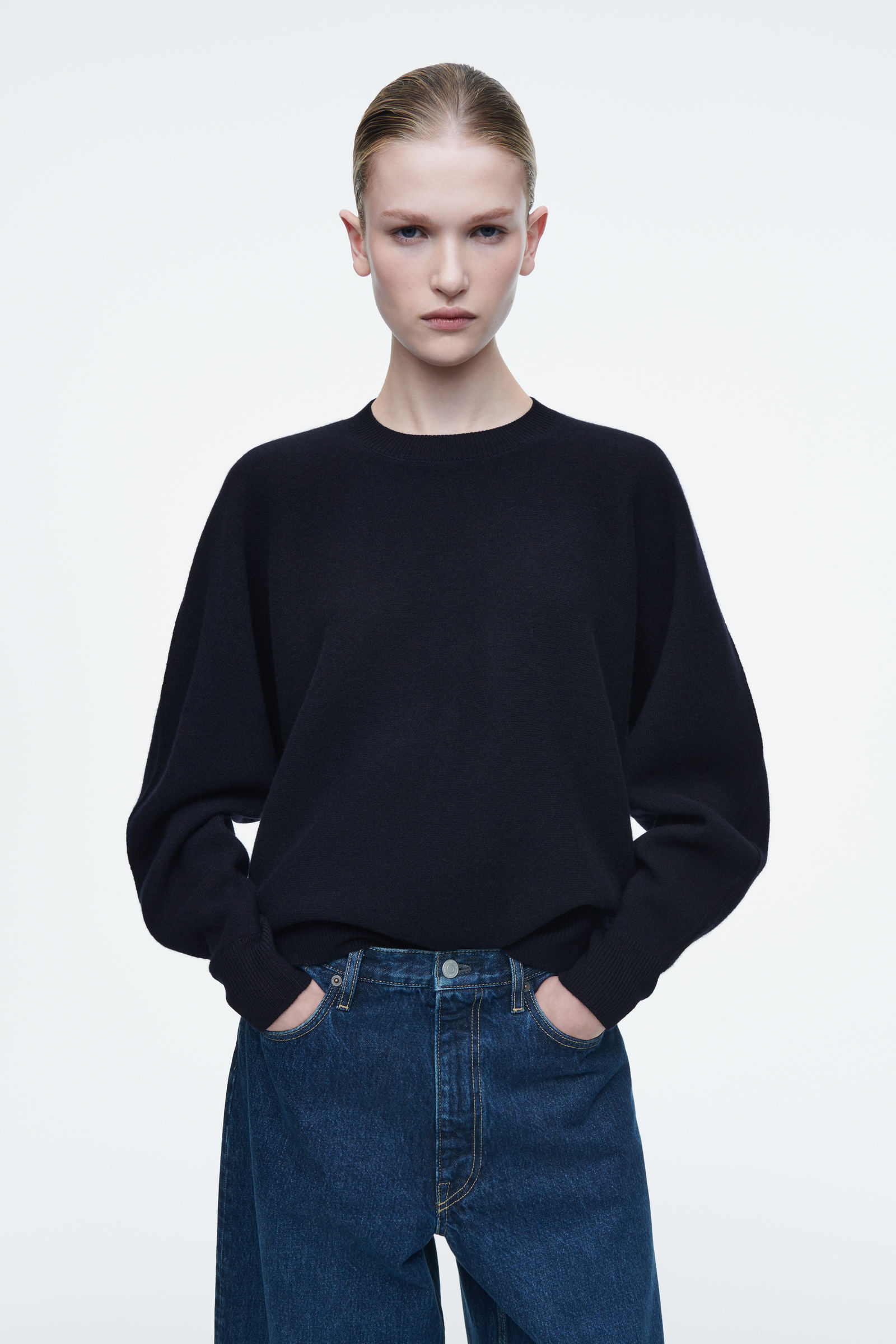 ROUNDED DOUBLE-FACED WOOL JUMPER ラウンドダブルフェイスウール