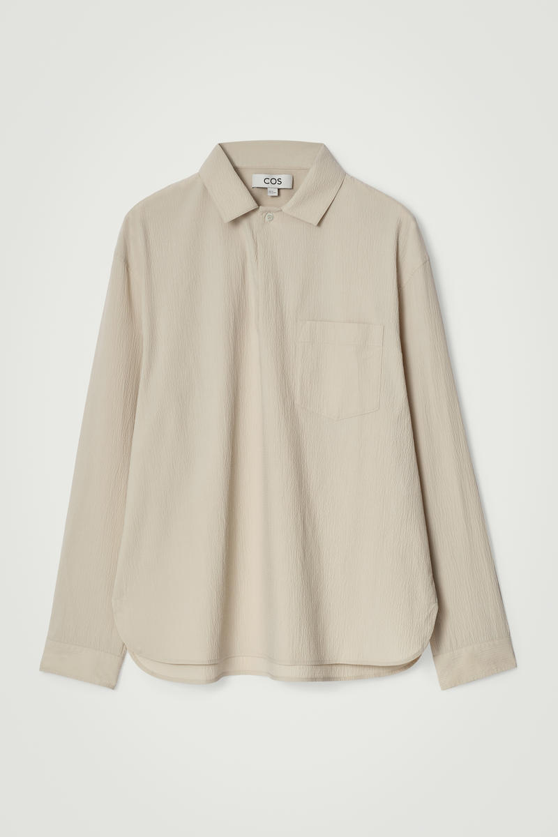 COS コットンシアサッカーオーバーシャツ