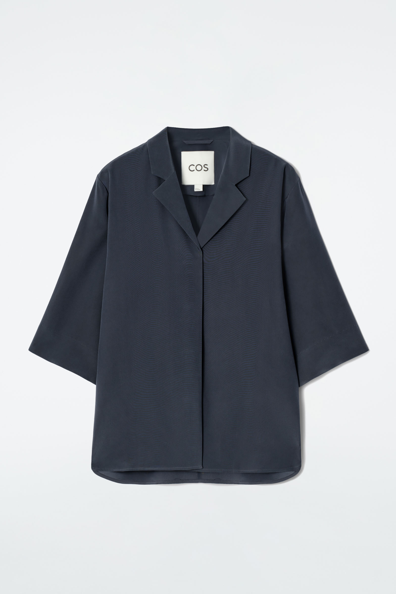 CAMP-COLLAR SILK SHIRT キャンプカラーシルクシャツ ネイビー｜COS 