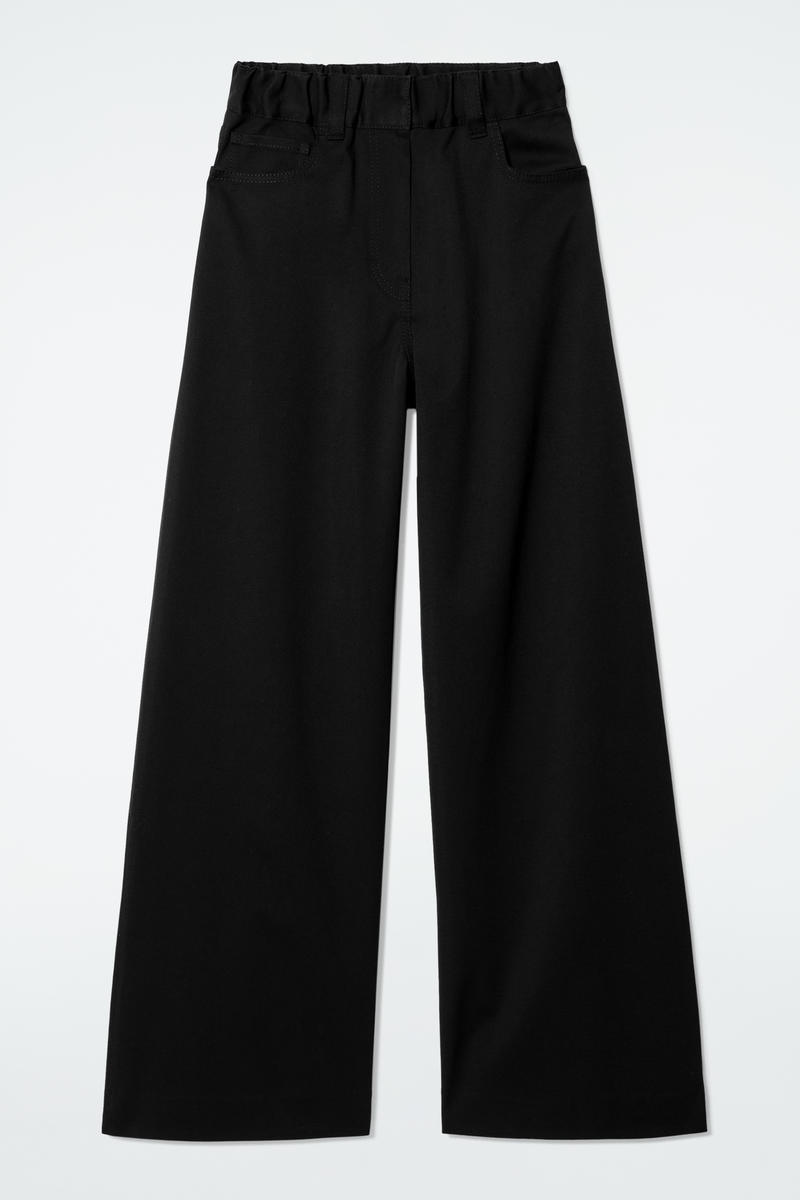 WIDE-LEG COTTON TROUSERS ワイドレッグコットンパンツ ブラック｜COS