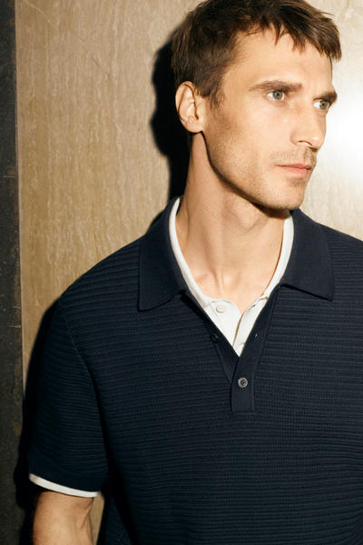 COS ニットコットンポロシャツ