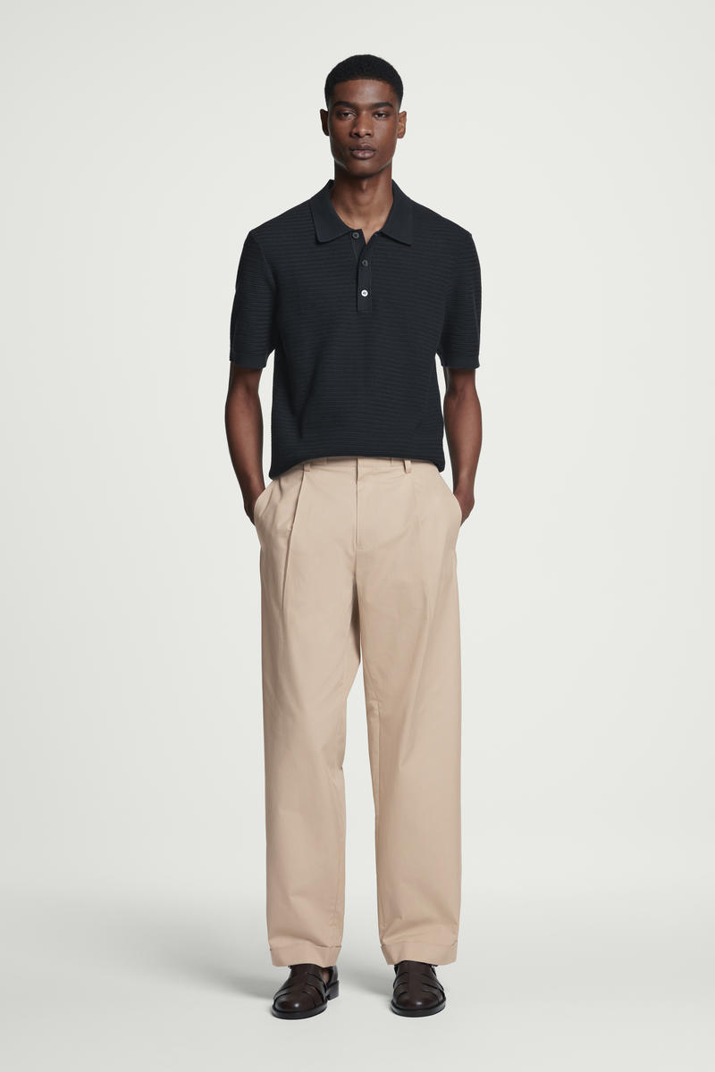 TEXTURED KNITTED COTTON POLO SHIRT ニットコットンポロシャツ