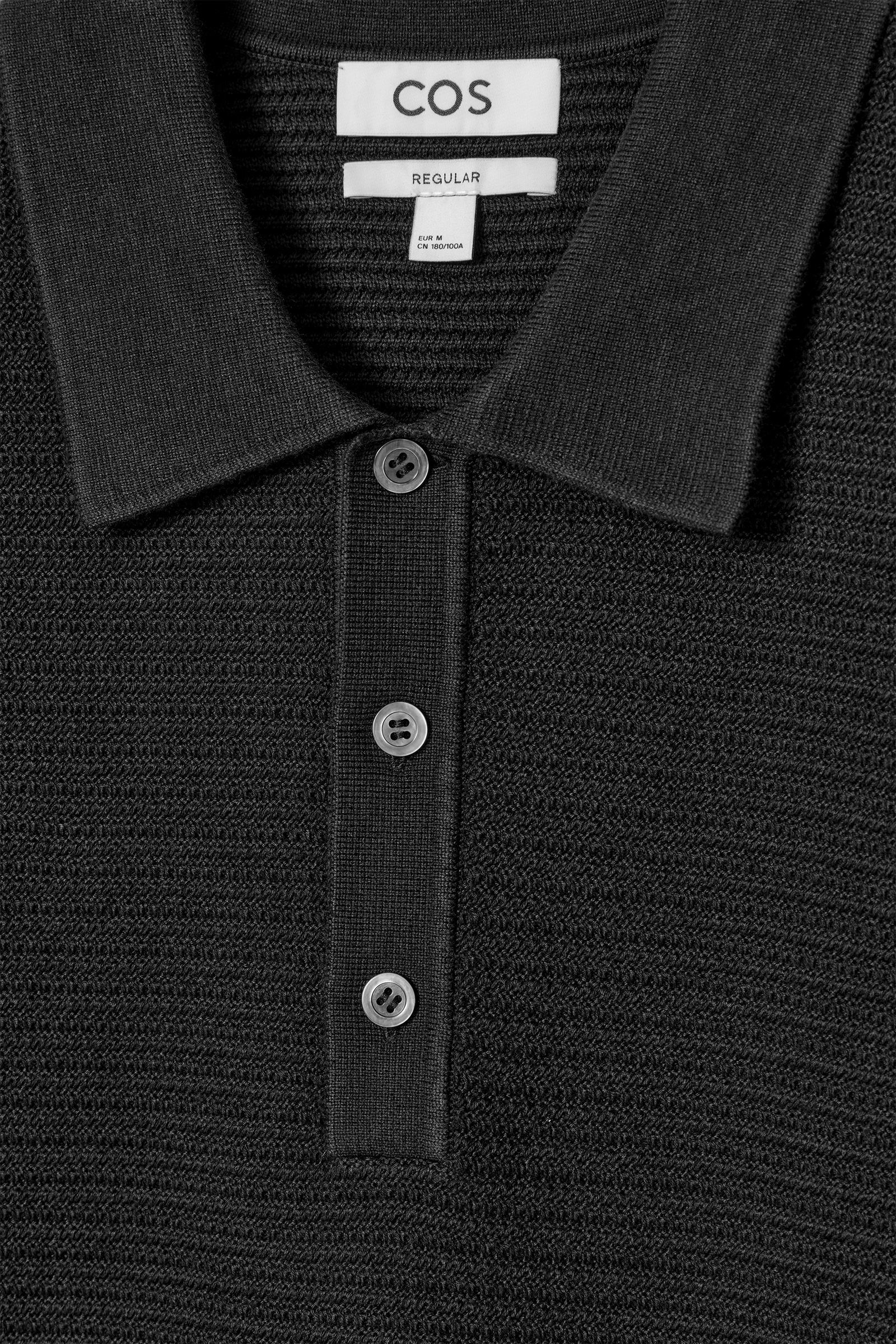 TEXTURED KNITTED COTTON POLO SHIRT ニットコットンポロシャツ