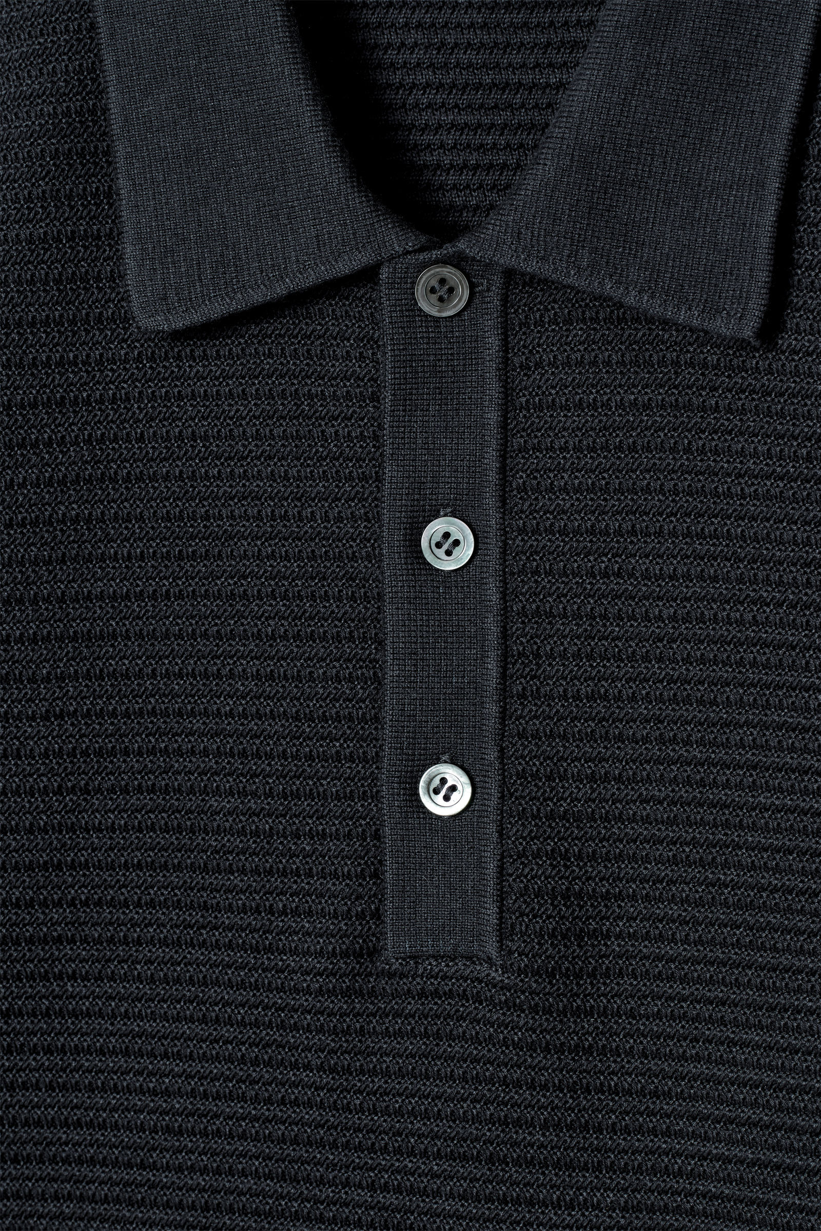 TEXTURED KNITTED COTTON POLO SHIRT ニットコットンポロシャツ
