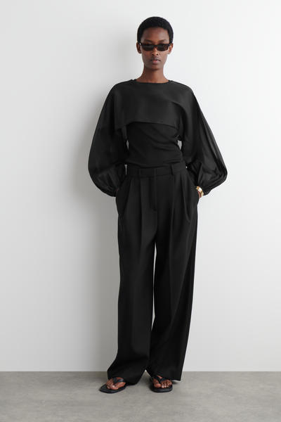 COS バルーンスリーブシアーシルクハイブリッド