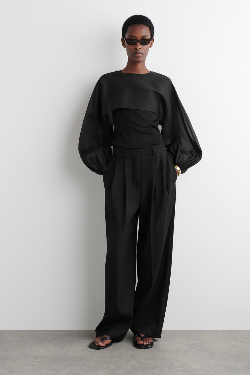 COS バルーンスリーブシアーシルクハイブリッド