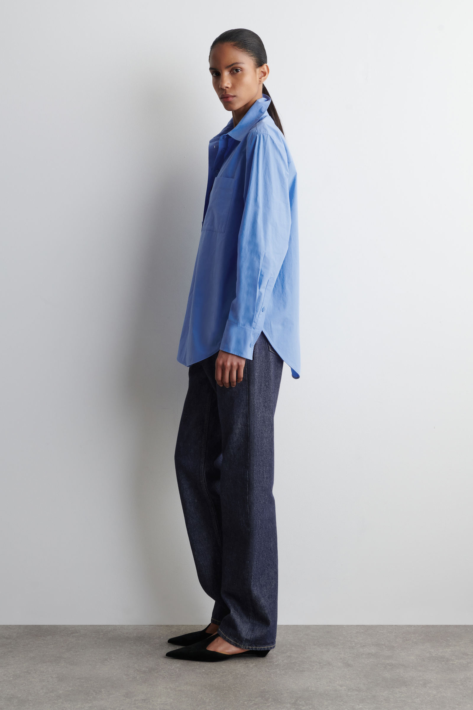 TAILORED PIMA COTTON SHIRT テーラードピマコットンシャツ ブルー 