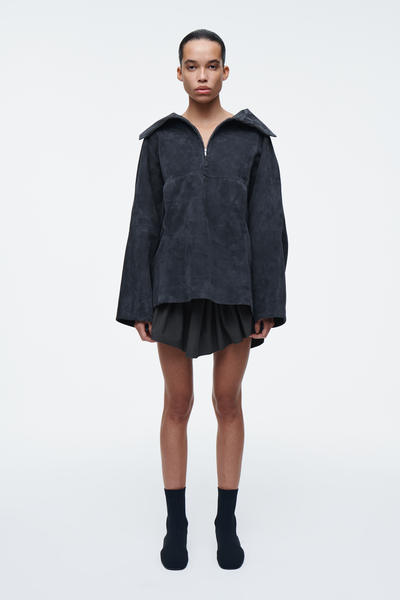 COS スエードハーフジップジャケット