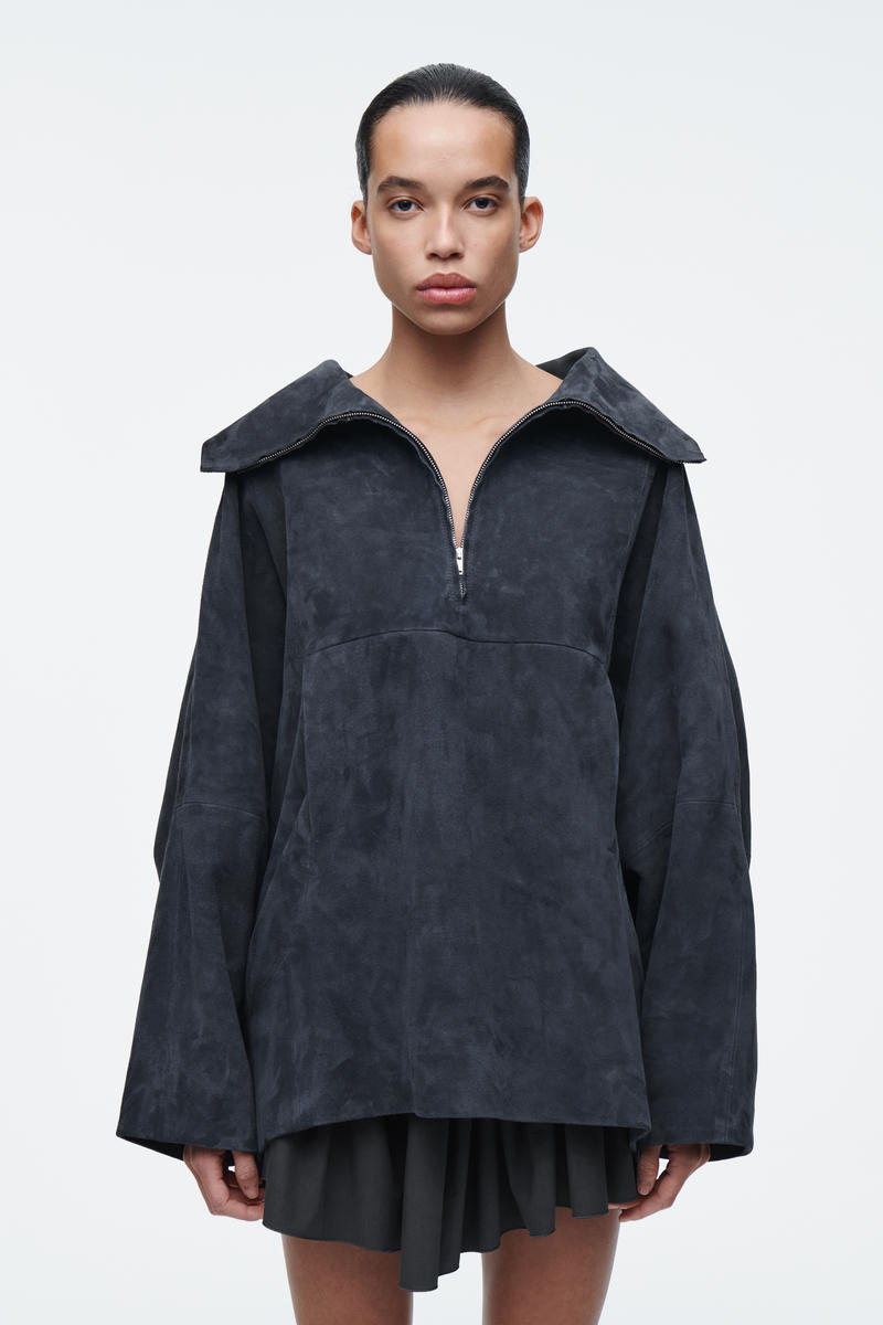 COS スエードハーフジップジャケット