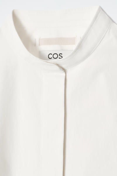 COS ノーカラーハーフプラケットシャツ