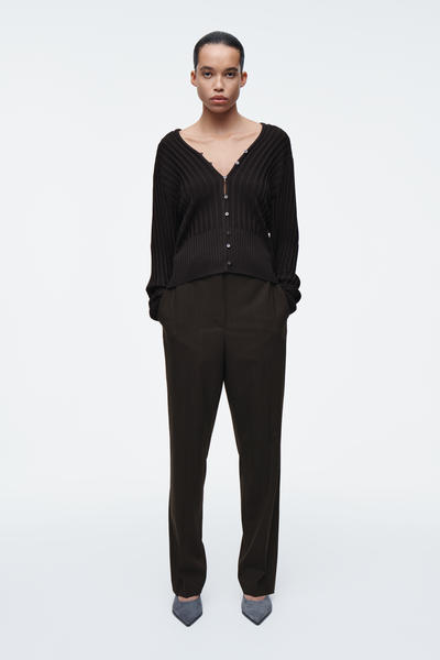 COS リブニットシルクカーディガン