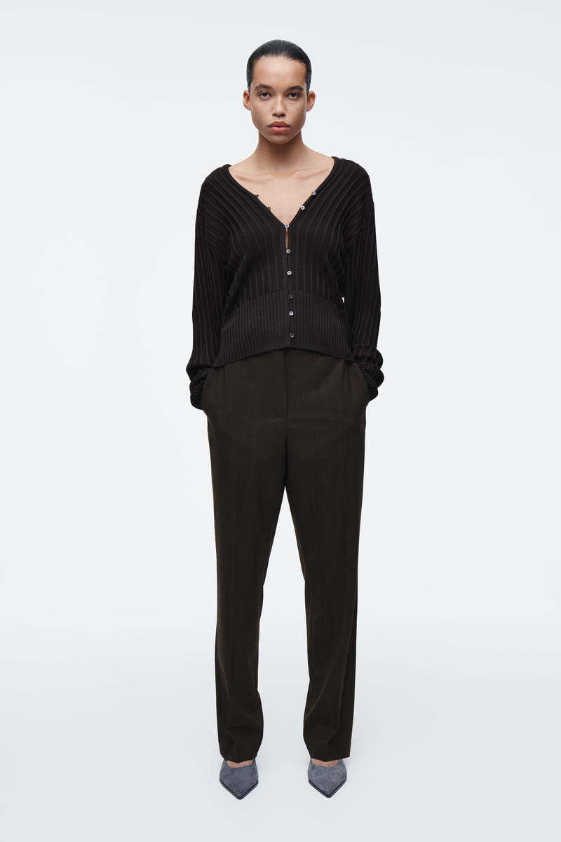 COS リブニットシルクカーディガン