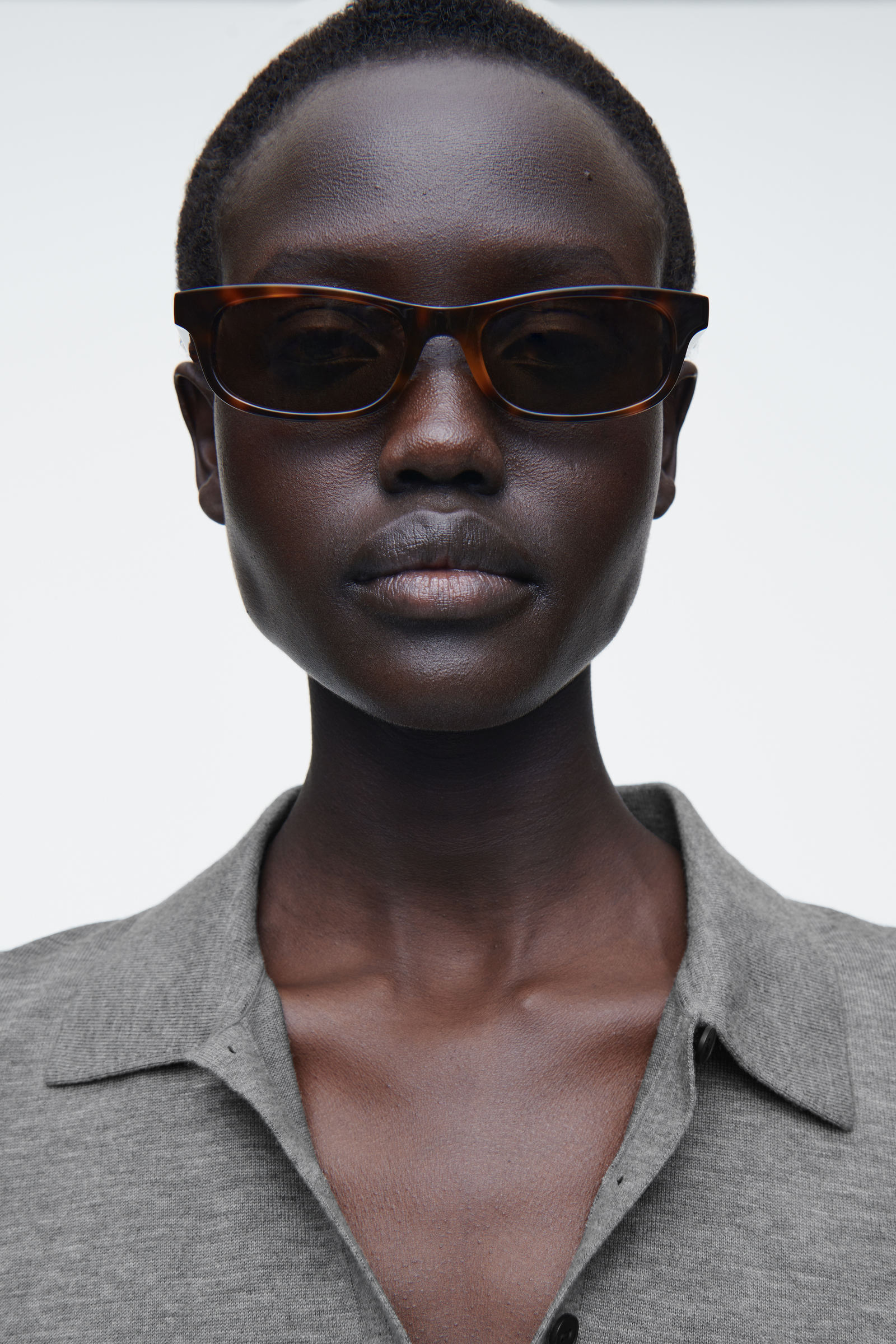 MERINO WOOL-BLEND POLO SHIRT メリノウールブレンドポロシャツ グレー