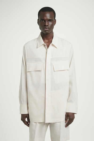 COS リネンブレンドユーティリティオーバーシャツ