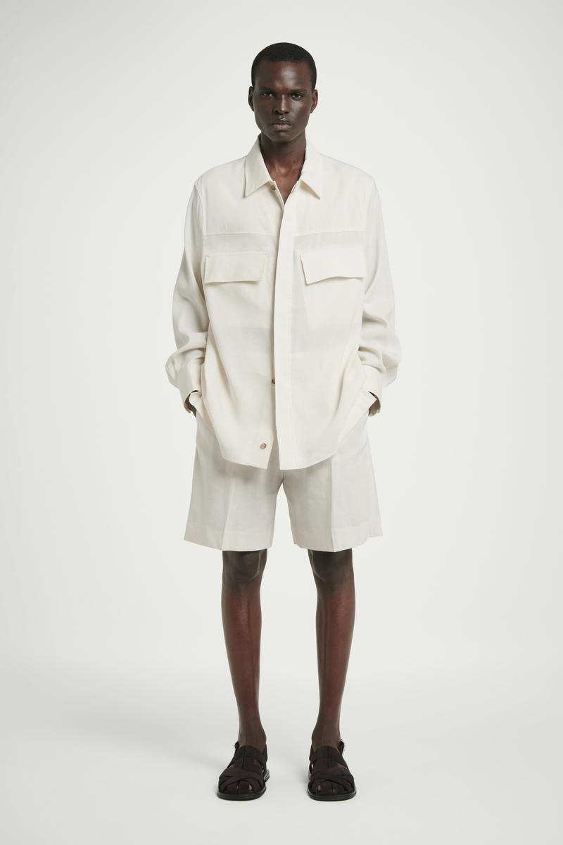 COS リネンブレンドユーティリティオーバーシャツ