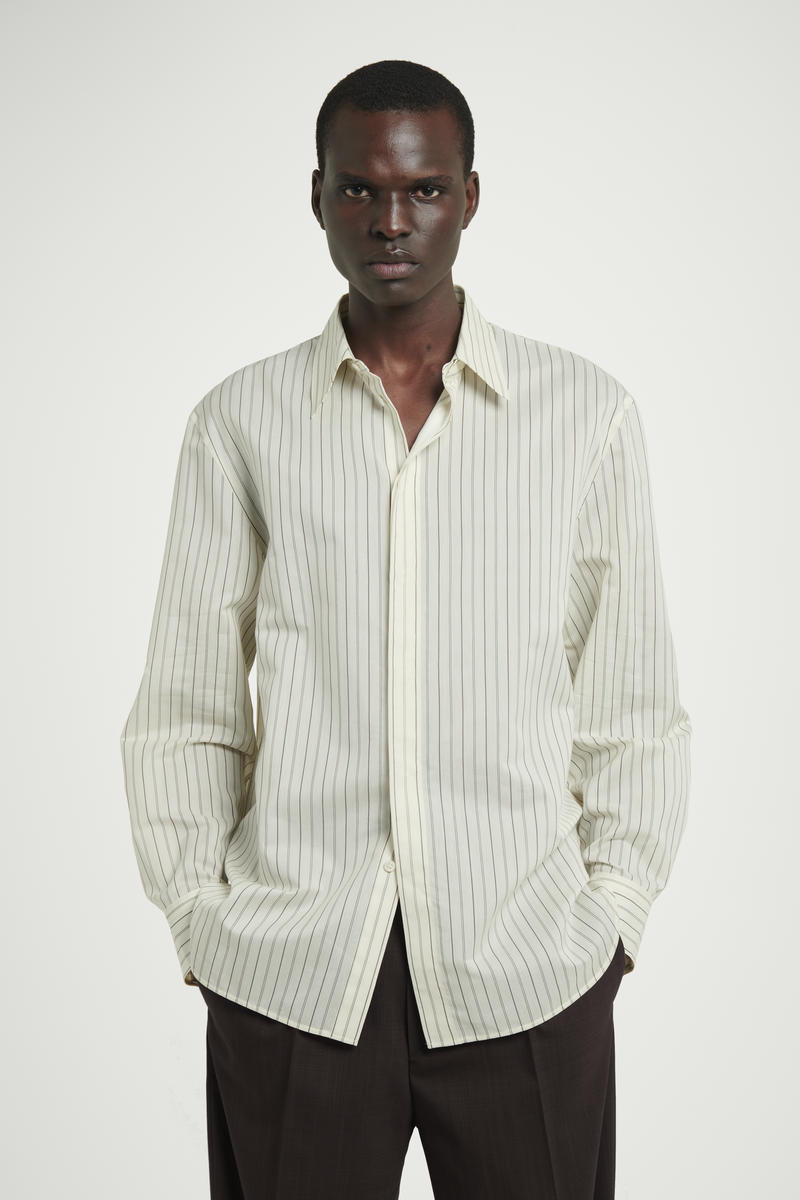 THE PINSTRIPED COTTON-SILK SHIRT ピンストライプコットンシルク