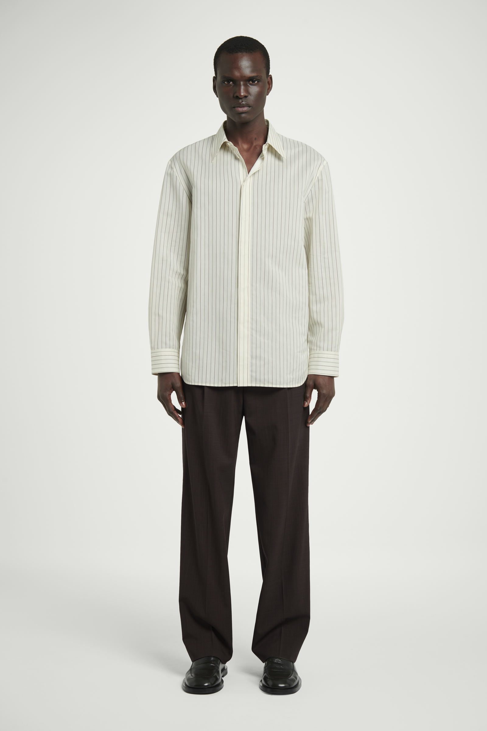 THE PINSTRIPED COTTON-SILK SHIRT ピンストライプコットンシルク