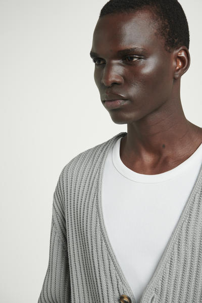 COS チャンキーVネックシルクコットンカーディガン