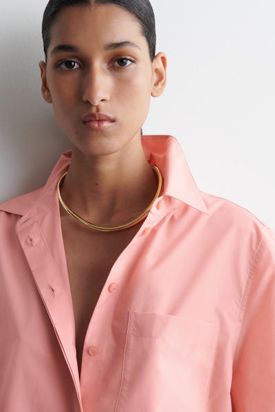 COS クロップド丈半袖コットンシャツ