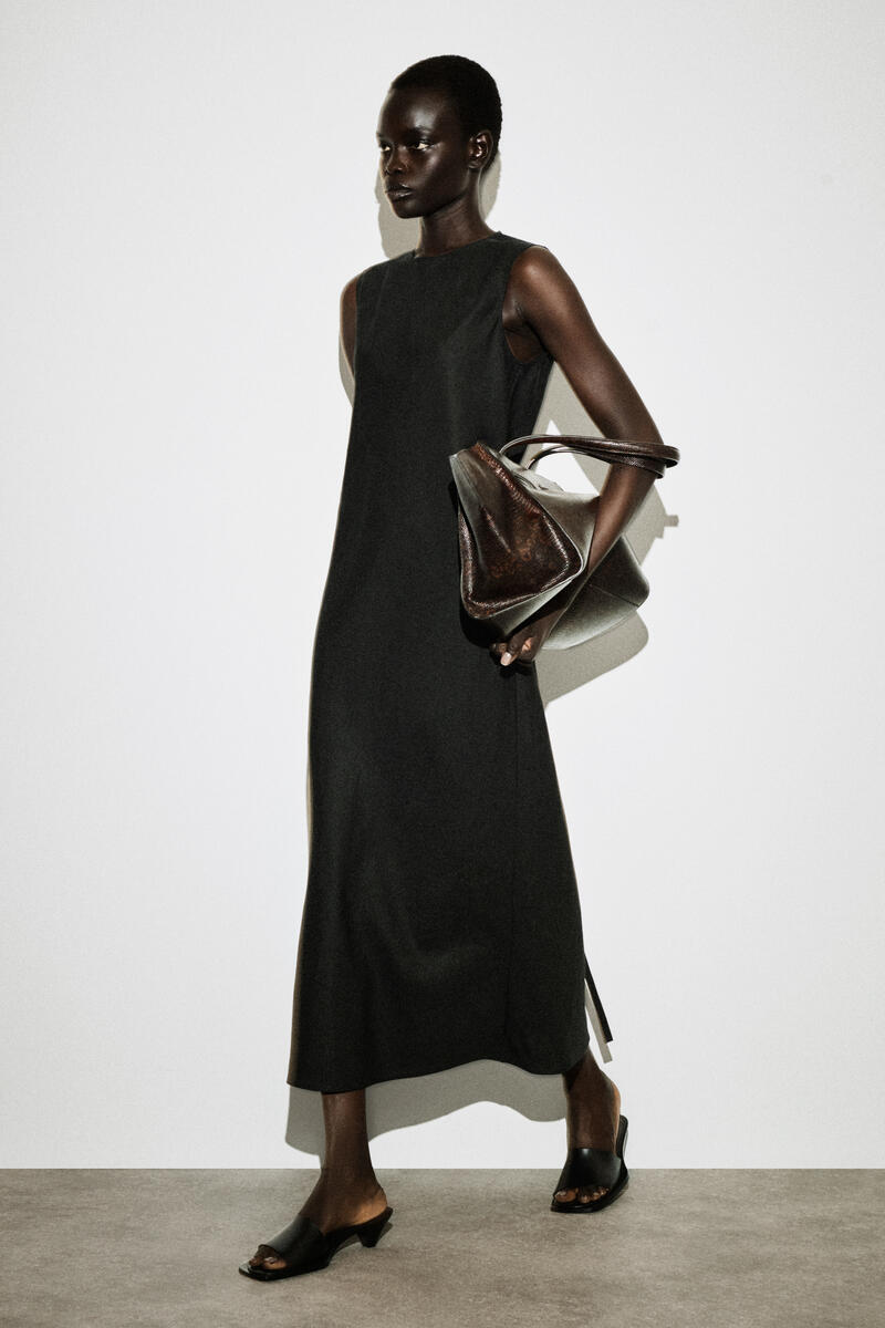 kosa品 BIAS-CUT LINEN-BLEND MIDI DRESS バイアスカット リネンブレンド