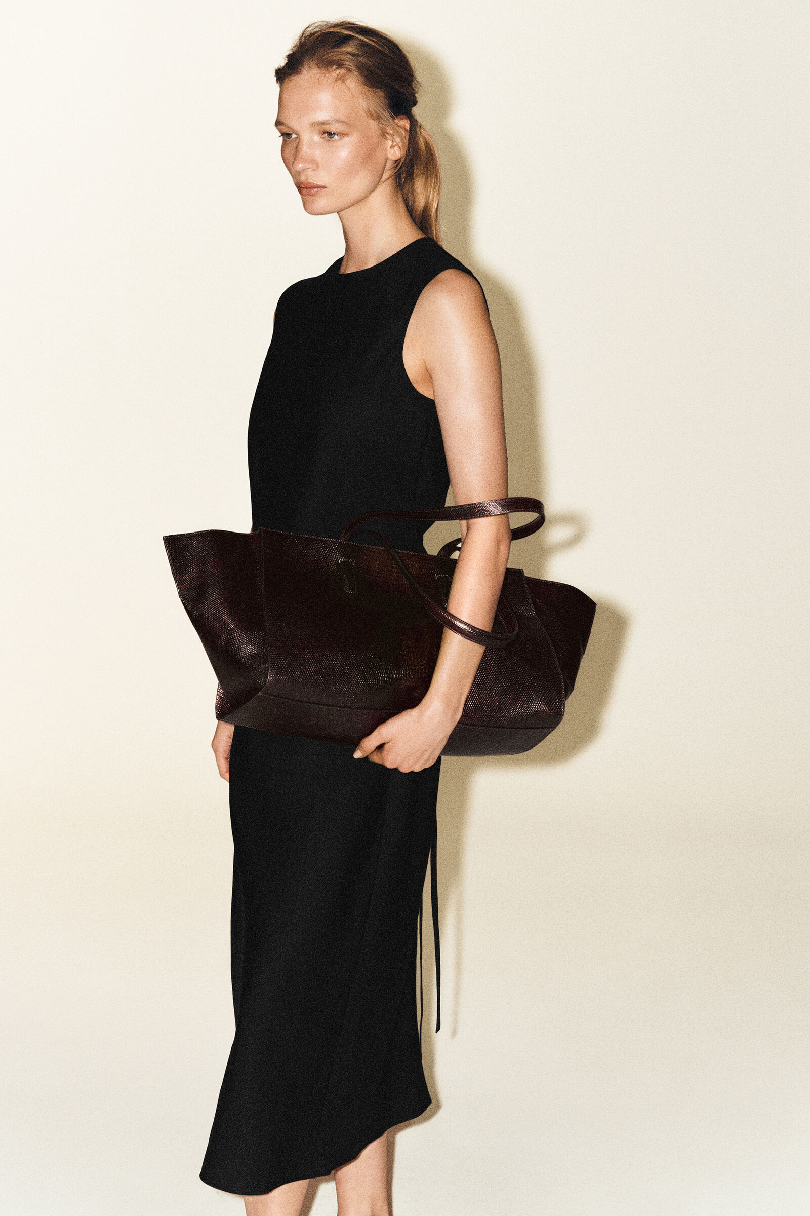 BIAS-CUT LINEN-BLEND MIDI DRESS バイアスカット リネンブレンド