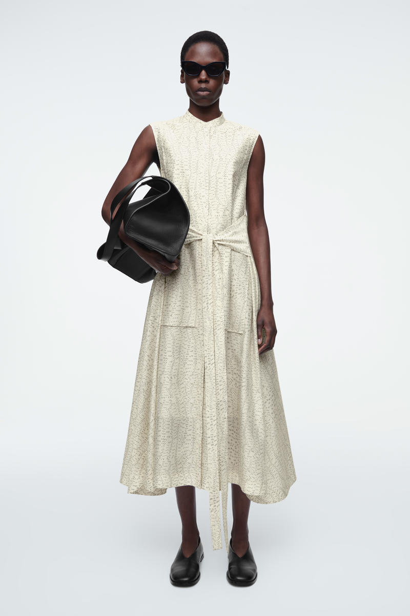 COS プリントタイウエストミディワンピース