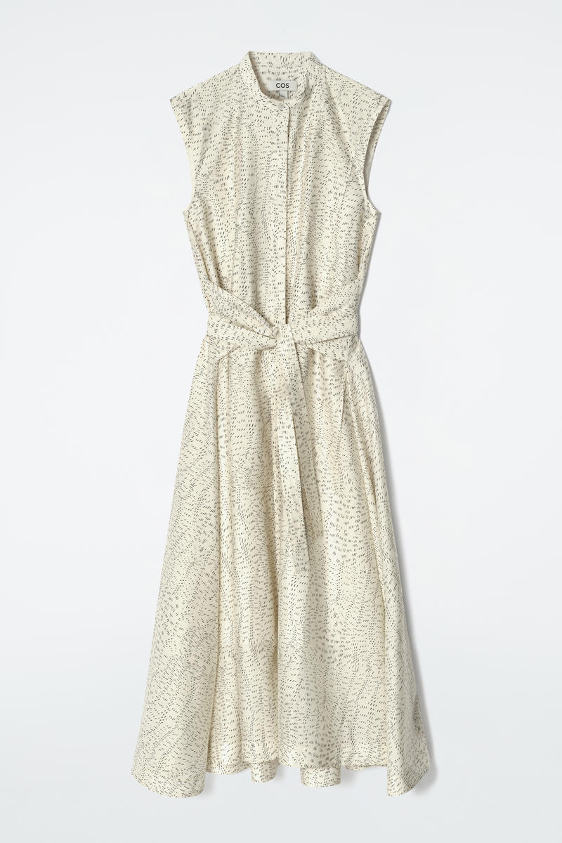 COS プリントタイウエストミディワンピース