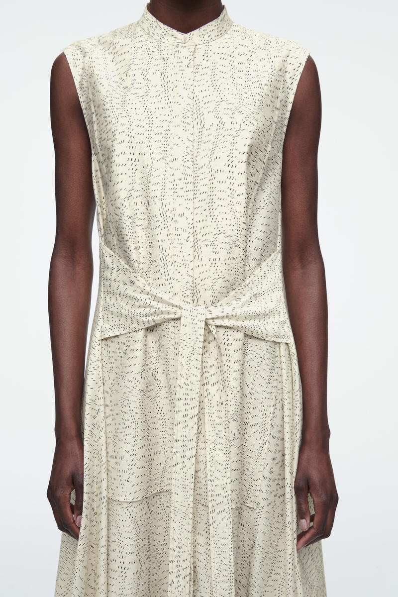 COS プリントタイウエストミディワンピース