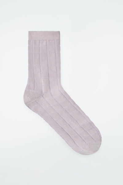 COS シアーウィンドウペーンチェックソックス