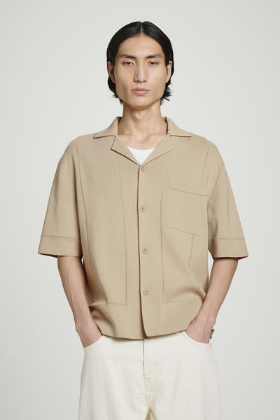 COS ポインテルニットコットンシャツ