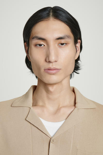 COS ポインテルニットコットンシャツ