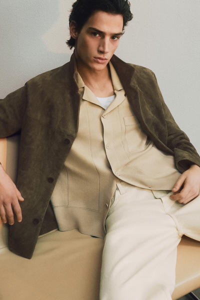 COS ポインテルニットコットンシャツ