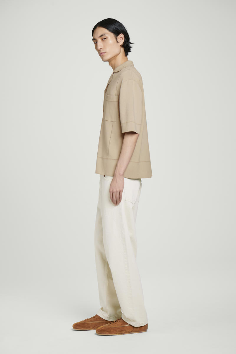 COS ポインテルニットコットンシャツ