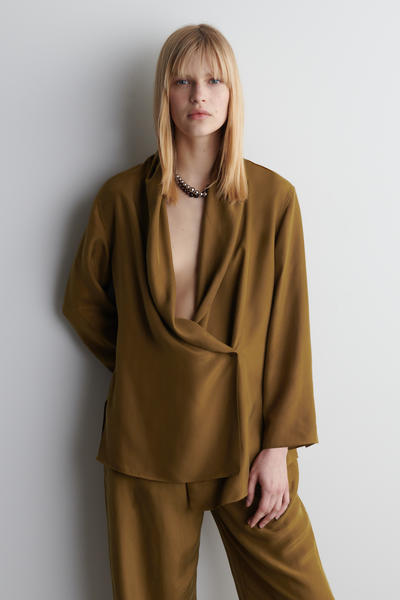 COS ショールカラー シルクブレザー