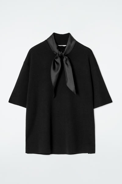 COS スカーフディテールメリノウールTシャツ