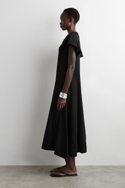 COS ペタルスリーブコットンミディワンピース