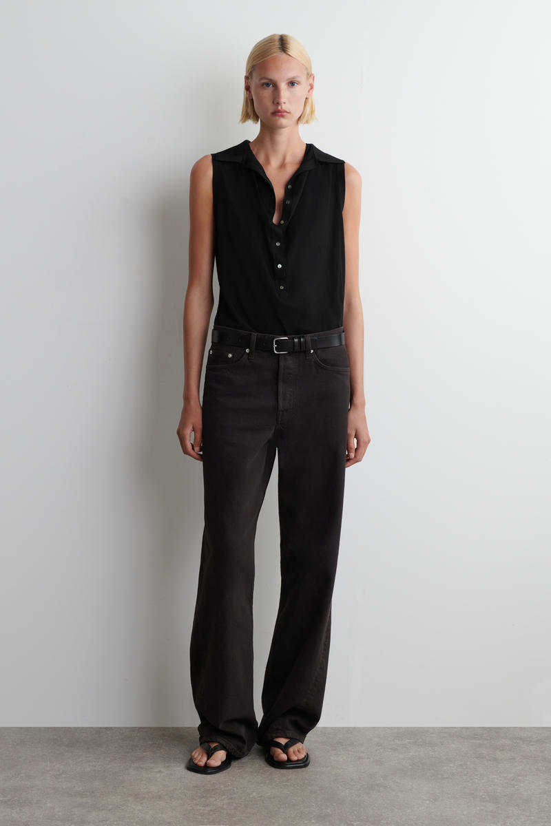 SLEEVELESS SILK-COTTON POLO TOP ノースリーブ シルクコットン ポロ 